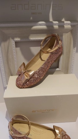 Andanines chunky glitter rose gold girls shoe