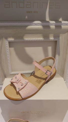 Andanines Pink Girls Glitter Bow Sandals