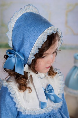 Bea Cadilac Blue & Cream Denim Look Bonnet