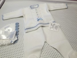 Carmen Taberner White with Blue Knitted Baby 2-Piece