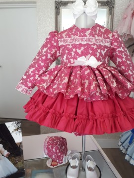 Guinda Fuscia Pink Puffball Patterned Dress