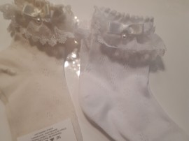 Lace Trim Ankle Socks with Pearl Detailing