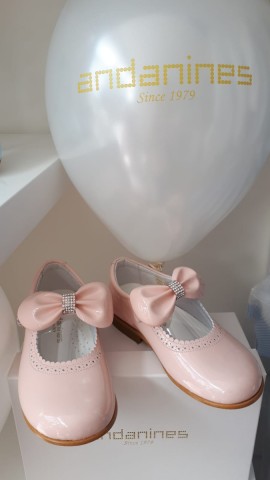 Andanines Pink Patent bow shoes (26-29)