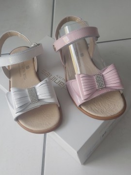 Andanines velcro side patent bow sandals 