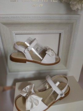 Andanines white satin bow sandals