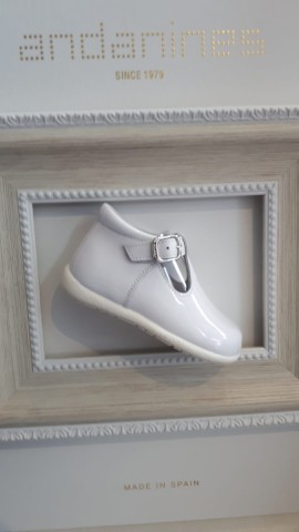 Andanines white soles boys patent shoes