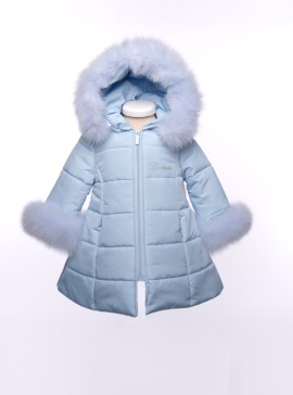Baby Blue Bimbalo jacket with fur hood and cuffs 