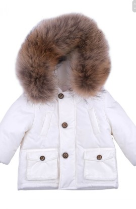 Bimbalo Boys cream coat with natural fur