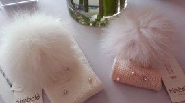 Bimbalo diamante wool headband with fur pom pom