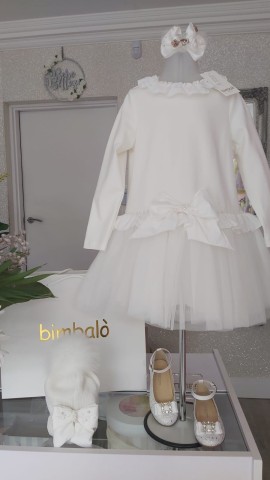 Bimbalo winter white bow tulle dress 