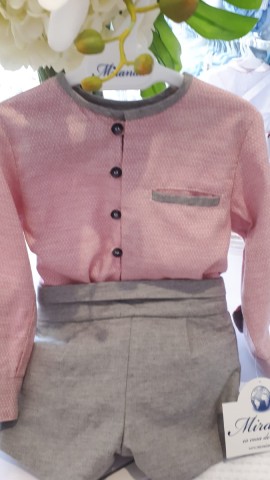 Boys grey & pink shorts & shirt set