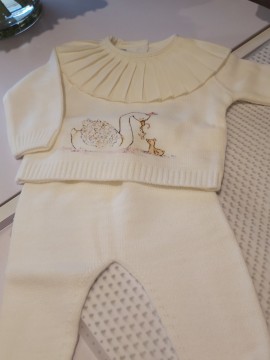Cream swan knitted loungewear set
