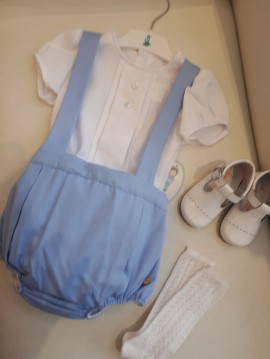 Dulce Nena White Shirt & Blue Shorts Set
