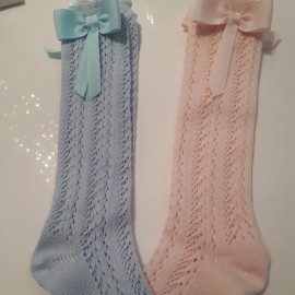 Knee High Patterned Socks with Long Bow