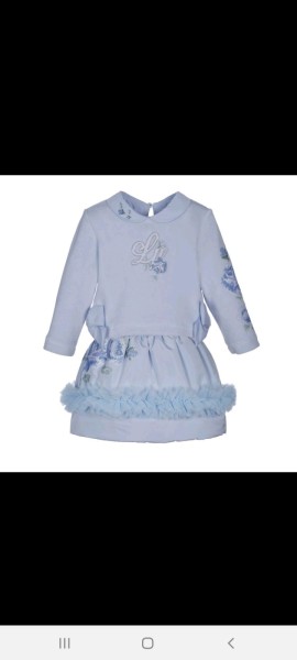 Lapin House blue tulle trim skirt & long sleeved top 