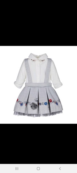 Lapin house grey checked tulle pinafore with jewelled blouse 