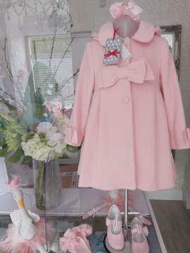 Lapin house pink bow  wool coat