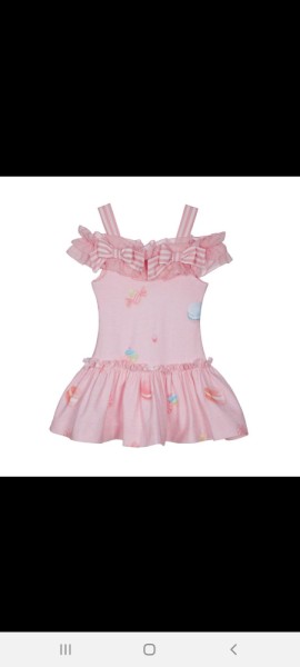 Lapin house pink candy dress with off the shoulder sleeves 