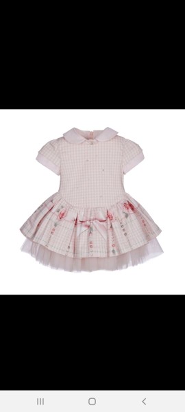 Lapin house pink checked jewelled tulle dress