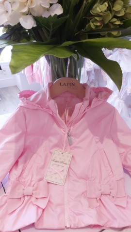 Lapin house pink ruffle trim summer jacket with bow pockets 