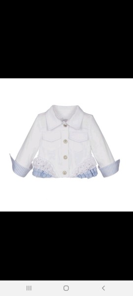 Lapin house white jacket with stripe and ruffle detailing 