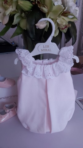 Lor Miral Pink Romper with frill collar 