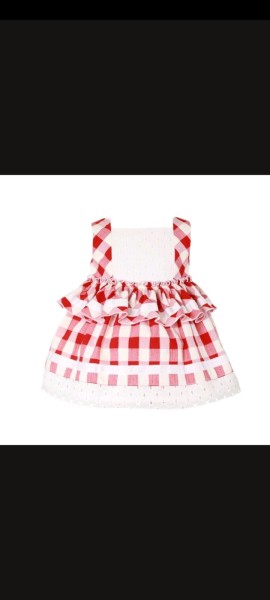 Miranda baby girls red & white checked ruffle dress 