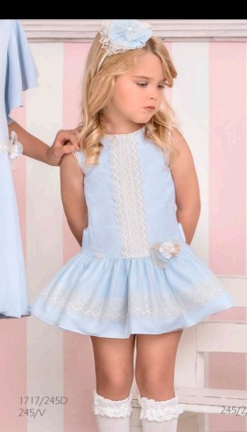 Miranda blue sleeveless lace detailing dress