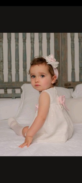 Miranda cream & pink baby dress 