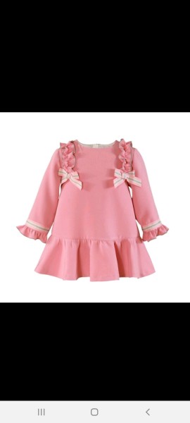 Miranda dusky pink baby dress with 2 bows