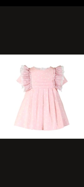 Miranda pink & white baby girls polka dot dress 