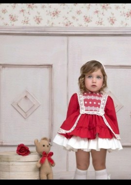 Miranda red & cream baby dress
