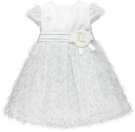 Piccola Speranza Girls Longer White & Silver Sparkle Dress