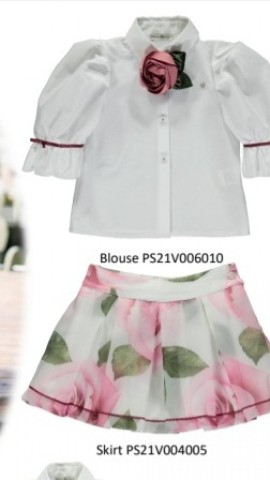 Piccola Speranza Rose Corsage Blouse & Rose skirt