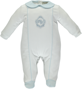 Piccola Speranza white & blue logo babygrow 