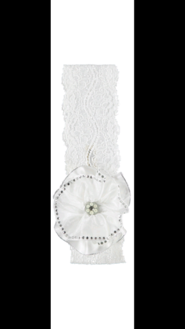 Piccola speranza white lace diamante trim flower headband