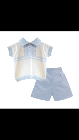Pretty originals boys knitted top & blue shorts