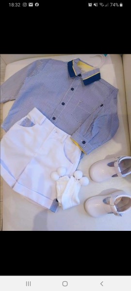 Pretty Originals Boys Striped shirt & white shorts 