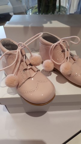 Pretty Originals Pink Patent Pom Pom Boots
