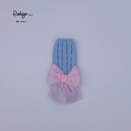 Rahigo blue headband with pink tulle bow 