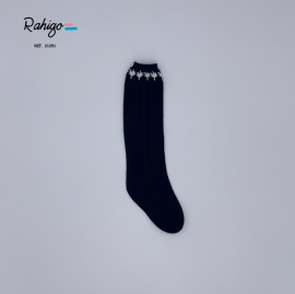 Rahigo navy dogtooth knee high socks 