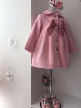 Sardon Girls Dusky Pink Bow  Coat