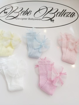 Spanish knee high socks with butterfly double bow