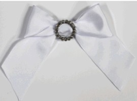White diamante circle bow