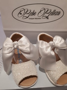 White Glitter Bow Sandals