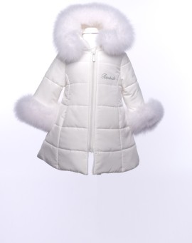 Winter white Bimbalo jacket with fur hood and cuffs 